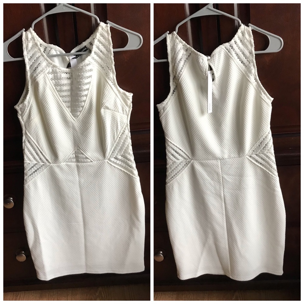 Aqua White Textured Illusion Dress - Picture 3 of 3